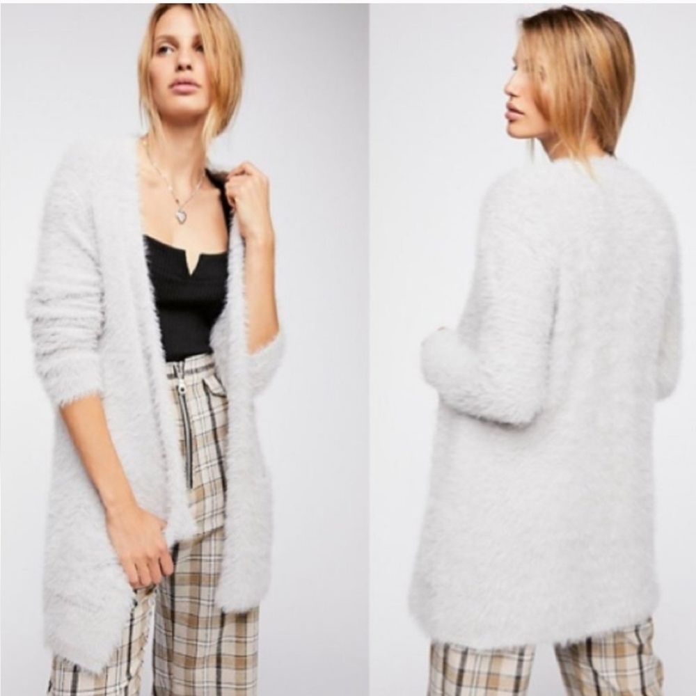 Free People White Cardigan Sweater Oversized Knit